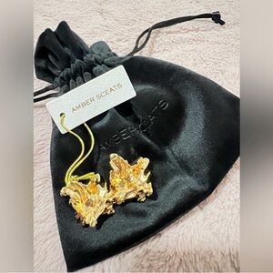 Amber Sceats Reese 24k Gold GP Reese PIERCED Earrings Gold Nugget.